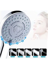 Resim Ahlez Solid 5 Fonksiyon Duş Başlığı Siyah Duş Hortumu Duş Seti Siyah 