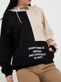 Resim D-shops Spor Oversize Kapüşonlu Hoodie 171253272 Bej 