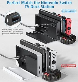 Resim KDD Nintendo Switch/Switch OLED Modeli için Anahtar Denetleyici Şarj Cihazı, Nintendo Switch Joycon için Yükseltilmiş 8 Oyun Depolama ile Switch Şarj Cihazı, Nintendo Switch OLED Modeli için Joy-Con 