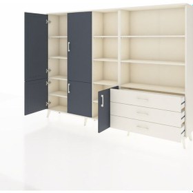 Resim Arges Dolap 11 Raflı 3 Çekmeceli 5 Kapaklı 220x30x163 Aytaşı-antrasit/aytaşı Antrasıt/aytası - Aytası 