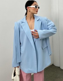 Resim msm fashion Kadın Oversize Blazer Ceket: Kuşaklı ve Şık Tasarım 