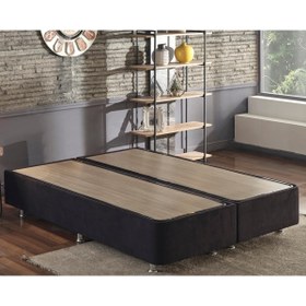 Resim Niron Yatak Niron Ela Baza -200x200 Cm Çift Kişilik Sandıklı Siyah Kumaş Baza Silinebilir Soho Kumaş 