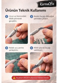 Resim Profesyonel Kretuar Set 5 Yedek Uçlu Hassas Hobi Bıçağı Maket, El Sanatları & Detay Kesim 