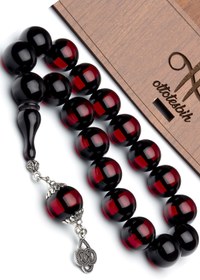 Resim OTTOTESBİH Erkek 13.5mm Maskot Boy Kırmızı Sürmeli Kehribar Tesbih Efe Tesbihi 