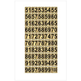 Resim Metal Kapı,masa,dolap Numarası 5cmx5cm 50 Adet (51…100) Altın Renk Metal 