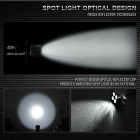 Resim Pazly 40w Su Geçirmez Led Çalışma Lambası - 4000lm, 12-24v, Araba, Kamyon Ve Atv İçin, Siyah, Alüminyum, 4xhp50 Led 