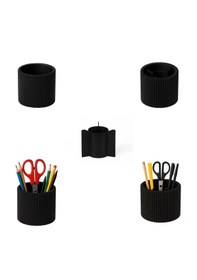 Resim Özel 3d Baskı Ayrılabilir 4 Bölmeli Kalemlik Masa Vb. Kalemliği Çapı: 8,5 Cm X Yükseklik: 8 Cm Siyah 