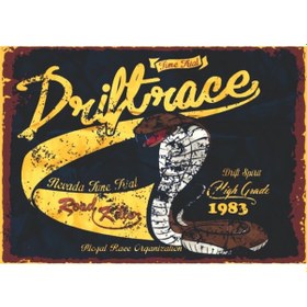 Resim Drift Race Retro Ahşap Tablo - 1983 Kobra Temalı Yarış Posteri Tasarımı 