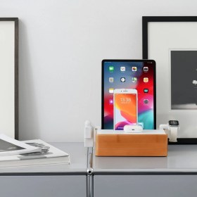 Resim Alldock Wireless Kablosuz Şarj Standı - Bambu / Beyaz 