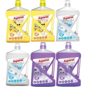 Resim Asperox Yüzey Temizleyici 2,5 Lt Portakal & Limon 2 Adet Beyaz Sabun 2 Adet Menekşe & Yasemin 2 Adet 