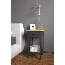 Resim B3 Concept Retro Iı Serisi Siyah & Safir Meşe Tek Çekmeceli Komodin 