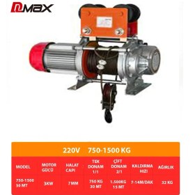 Resim Dlmax 750 1500 30 mt Elektrikli Mini Vinç Manuel Şaryolu Model 