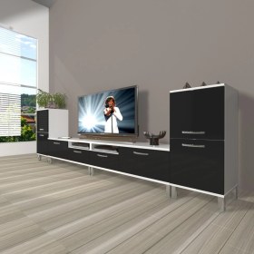 Resim Decoraktiv Eko 9200 Slm Krom Ayaklı Tv Ünitesi Tv Sehpası - Beyaz - Siyah 