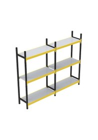 Resim 3 Katlı Duble Midi Rack - Ekonomik Depo,arşiv, Kiler Rafı Siyah-turuncu-35x90 Cm-100 Cm Çok Renkli 