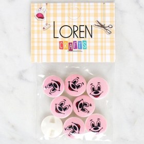 Resim Loren Crafts 8'li Gülen Yüz Düğme - 1035 