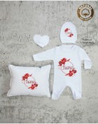 Resim yzc home size dair... Tky102 Isimli Kız Bebek Yastık Tulum Şapka Eldiven Set 