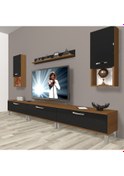 Resim Decoraktiv Eko 270da Mdf Krom Ayaklı Tv Ünitesi Tv Sehpası Ceviz - Siyah 