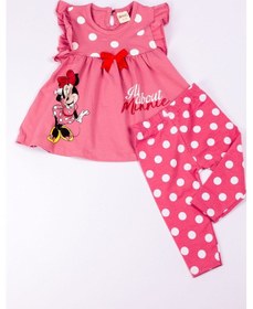 Resim Hçm Kız Çocuk Takım Kapri Taytlı Minnie Mouse Baskılı Puantiyeli B6 Koyu Pudra 