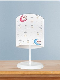 Resim Mekta Home Bebek Ve Çocuk Odası Renkli Ay Ve Tavşan Desenli Abajur 