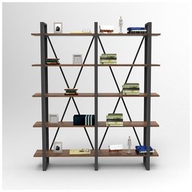 Resim Robinhome Robin Home Vivaldi E Ofis Kitaplık 5 Raflı Metal Ayaklı Barok 