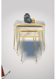 Resim Zigon Sehpa Kr Ve Orta Sehpa Kr Set Gold Efes Tel 