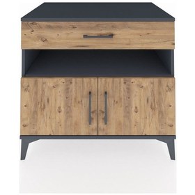 Resim Kronos Şifonyer 2 Raflı Tek Çekmeceli 2 Kapaklı 88x59x80 Antrasit-çam Antrasit 