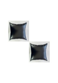 Resim Çift Taraflı Gerçek Deri Yastık Kılıfı 40x40 2'li Siyah 