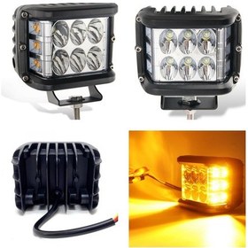 Resim Off Road Led Lamba Delici Yayıcı Beyaz Turuncu Flaşlı Kare Sis Farı Projektör 45W 12 Led Metal Arazi Çalışma Lambası 1 Adet (00) 