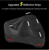 Resim Pazly Su Geçirmez Motosiklet Örtüsü - Yansıtıcı Şerit, Rüzgar Kancalı, Taşıma Çantalı, Dayanıklı 