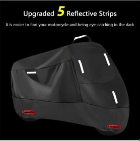 Resim Pazly Su Geçirmez Motosiklet Örtüsü - Yansıtıcı Şerit, Rüzgar Kancalı, Taşıma Çantalı, Dayanıklı 