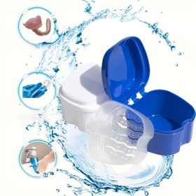 Resim 1 adet Ağız Diş Takımı Bakım Temizlik Kutusu, Diş Takımı Bakımı ve Asılı File Konteyner, Filtreli File ile Diş Takımı Banyo Kutusu, Plastik Temizlik Kutusu 