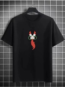 Resim Modi Green Baskılı Unisex Günlük Stil Siyah İkonik Sembol Oversize Tişört 