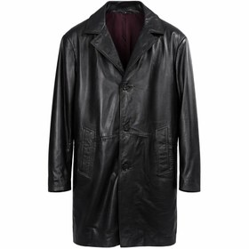 Resim Toskana Design Siyah Renk Düğmeli Erkek Deri Trençkot Style 200-4097 - S / Siyah 
