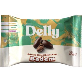 Resim DELLY Şekersiz Bitter Çikolata Kaplı Badem 40g 