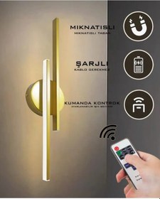 Resim Çift Yönlü Şarjlı Kumandalı Mıknatıslı Gold Aplik Gold 