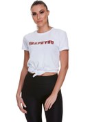 Resim ShapeYou Beyaz Kadın Kırmızı Baskılı Fitness Spor Tişört 