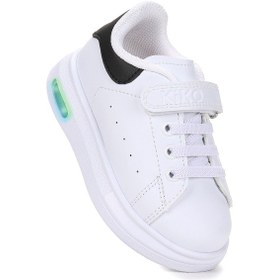 Resim Kiko Kids Tinsa Günlük Cırtlı Işıklı Kız Bebek Spor Ayakkabı Beyaz - Siyah Beyaz - Siyah 