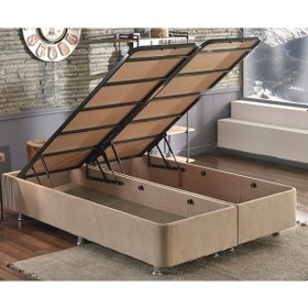 Resim Nironyatak Niron Ela Baza -150X200 Cm Çift Kişilik Sandıklı Sütlü Kahve Kuma 