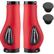 Resim Lemestar Kırmızı 22.2mm Sili Konfor El Tutucuları, Dağ Bisikleti Amortisörlü Kilitli Sap Kolu, 130mm Deri Malzeme, Bg-5304 Sürüş Aksesuarı Siyah 