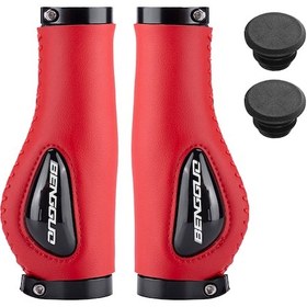 Resim Lemestar Kırmızı 22.2mm Sili Konfor El Tutucuları, Dağ Bisikleti Amortisörlü Kilitli Sap Kolu, 130mm Deri Malzeme, Bg-5304 Sürüş Aksesuarı Siyah 