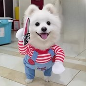 Resim Köpekler ve kediler için komik dönüş kostümü, poliester evcil hayvan kıyafetleri, bağcı, orta ırk önerisi, dokuma kış kıyafeti 