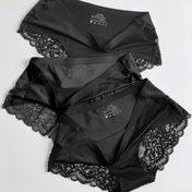 Resim 3'lü Dikişsiz Kadın Dantel Hipster Külot - Seksi & Nefes Alabilir Orta Bel, Rahat Kalıp ve Şık Dantel Detayları, Naylon/Spandex Karışımı, Elde Yıkanabilir - Klasik Siyah 