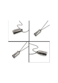 Resim Gerçek Kullanılabilir Mızıka Kolye Gümüş Renk 