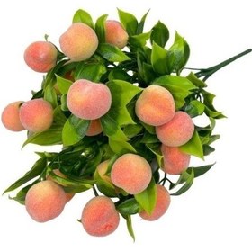 Resim Yapay Çiçek Şeftali Demeti Yapay Meyve Demeti Yeşil Yapraklı 