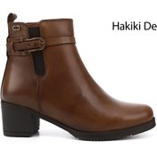 Resim GÖNDERİ(R) Kadın / Kız Taba Antik Fermuarlı Kalın Topuklu Hakiki Deri Bot 