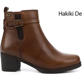 Resim GÖNDERİ(R) Kadın / Kız Taba Antik Fermuarlı Kalın Topuklu Hakiki Deri Bot 