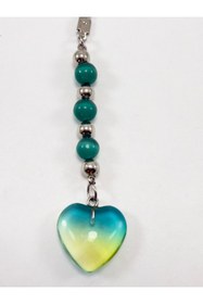 Resim biuti Turkuaz Doğal Taşlı Cam Kalp Araba Dikiz Ayna Süsü, Kalpli Yeni Araba Hediyesi 