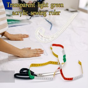 Resim 1 adet PVC Kavisli Ölçü Cetveli - Şeffaf Açık Yeşil Akrilik, Dikiş, Desen Yapımı ve Kumaş Kesimi için İdeal, Dikiş Temelleri | Kavisli Cetvel | Dayanıklı Cetvel 