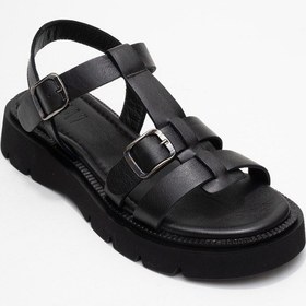 Resim Luvishoes Melvın Siyah Hakiki Deri Kadın Sandalet Siyah 