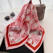 Resim Kadınlar için 70cm Bandana, Polyester, Çok Yönlü Başörtüsü, Boyun Aksesuarı, Günlük Dışarı Çıkışlar için İdeal, Şık Çiçek Desenli Kare Şal - 1 adet 